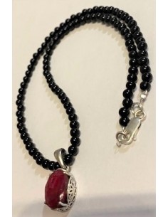 Collier tourmaline noire et rubis 2