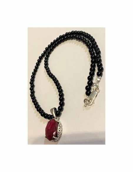 Collier tourmaline noire et rubis