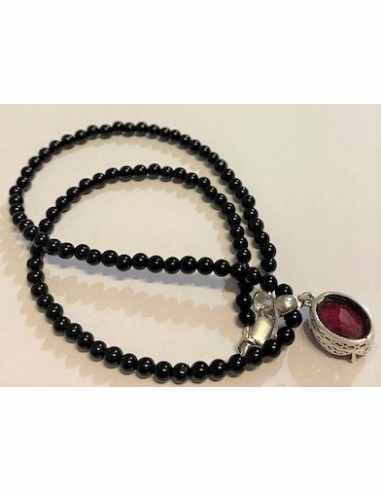 Collier tourmaline noire et rubis
