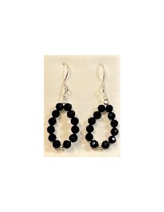 Boucles spinelle noire argent