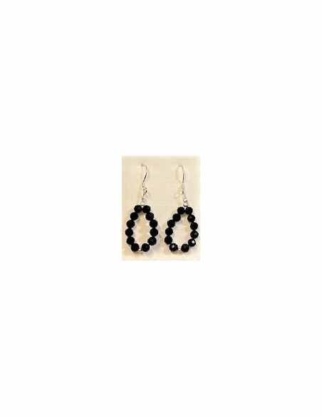 Boucles spinelle noire argent