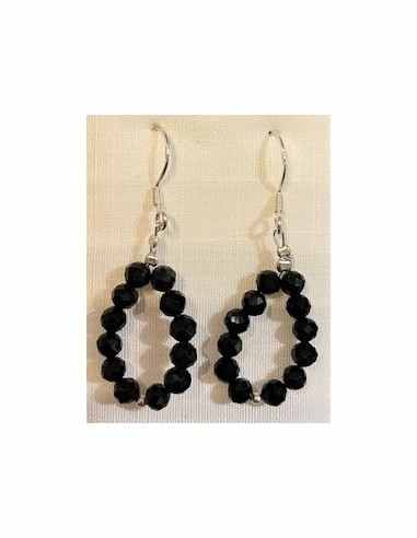 Boucles spinelle noire argent
