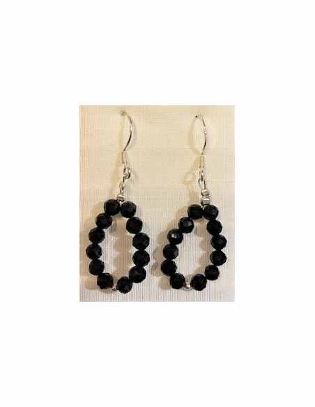 Boucles spinelle noire argent