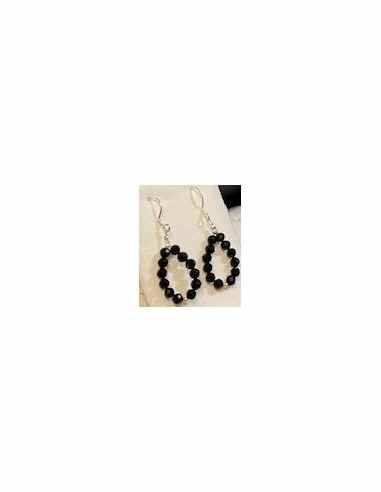 Boucles spinelle noire argent