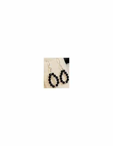 Boucles spinelle noire argent