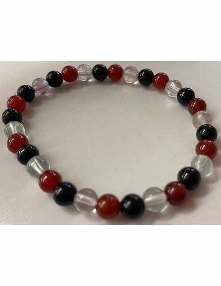 Bracelet sardoine, onyx et fluorite 6mm