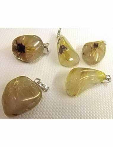 Quartz rutiles de titane en pendentif