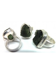 Grandes bagues moldavites argent