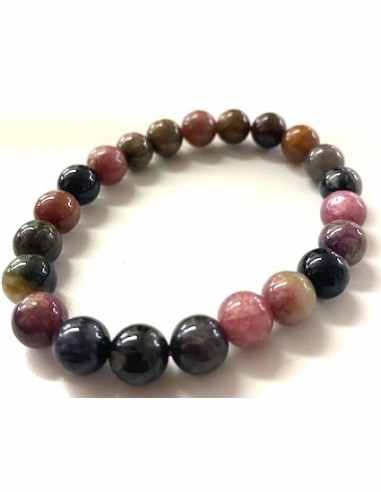 Bracelet tourmalines couleurs 10mm