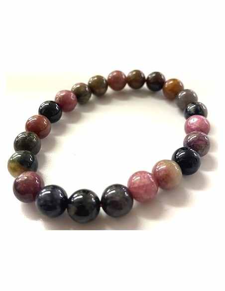 Bracelet tourmalines couleurs 10mm