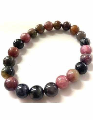 Bracelet tourmalines couleurs 10mm