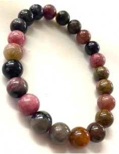 Bracelet tourmalines couleurs 10mm