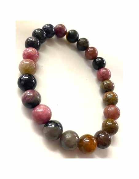 Bracelet tourmalines couleurs 10mm