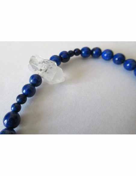 Bracelet lapis et quartz bipoint