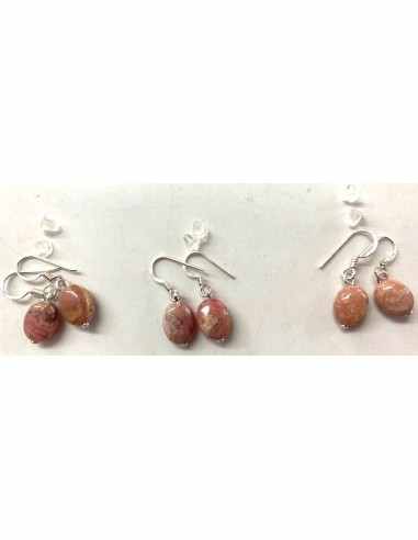 Boucles rhodochrosite argent