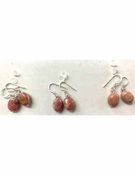Boucles rhodochrosite argent