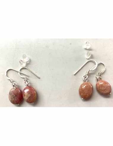 Boucles rhodochrosite argent