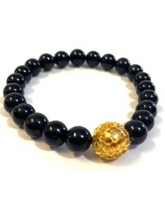 Bracelet tourmaline noire perle dorée 2