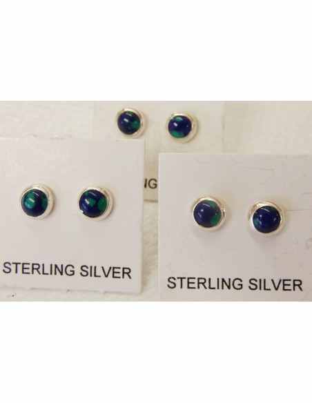 Azurite malachite boucles d'oreilles pouces argent 6mm