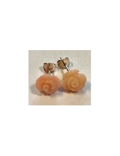 Fleur corail rose boucles 12mm 2