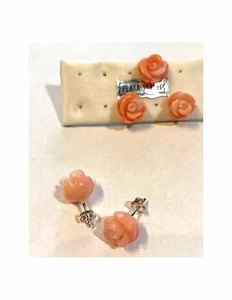Fleur corail rose boucles 12mm