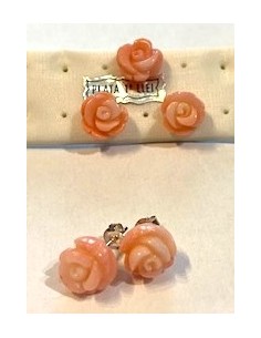 Fleur corail rose boucles 12mm