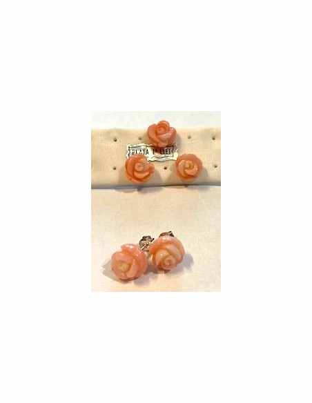 Fleur corail rose boucles 12mm