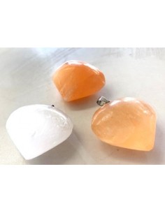 Sélénite cœur pendentif 2