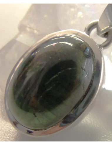 Pendentif tourmaline verte argent