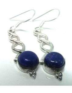 Boucles d'oreilles lapis montees en argent