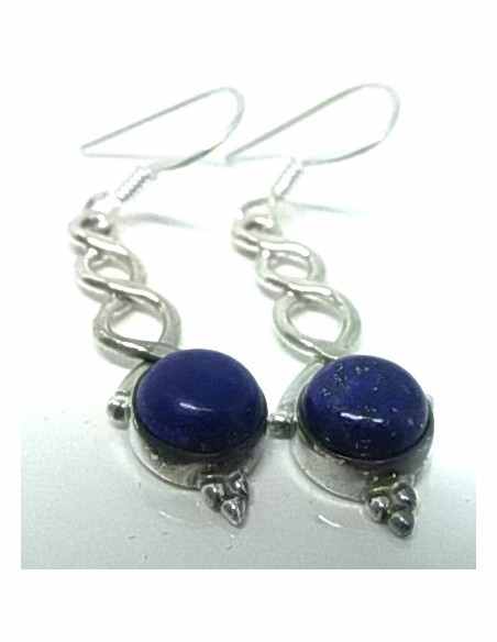 Boucles d'oreilles lapis montees en argent