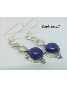 Boucles d'oreilles lapis montees en argent 2