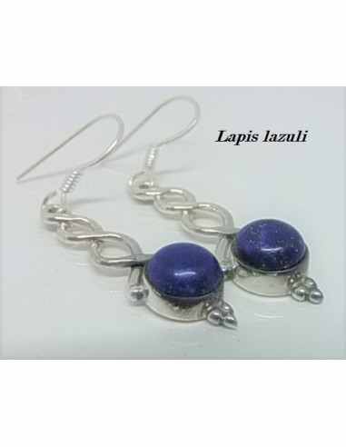 Boucles d'oreilles lapis montees en argent