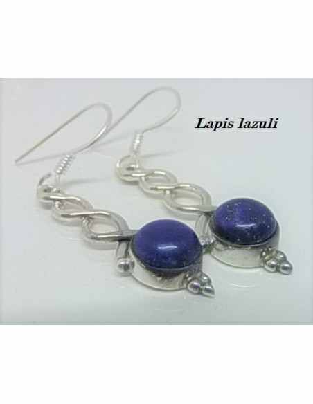 Boucles d'oreilles lapis montees en argent