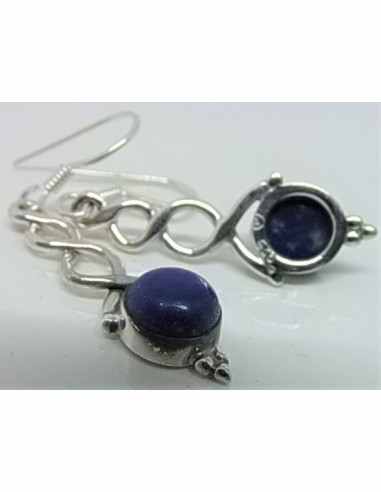 Boucles d'oreilles lapis montees en argent