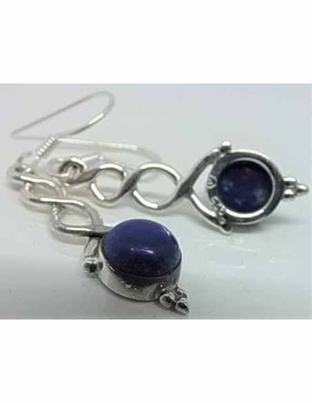 Boucles d'oreilles lapis montees en argent