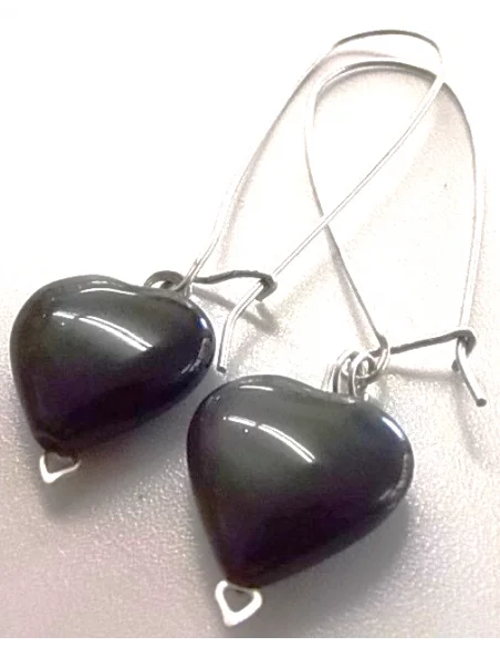 Boucles d'oreilles en obsidenne oeil celeste