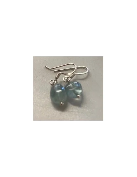 Béryl bleue boucles d'oreilles argent