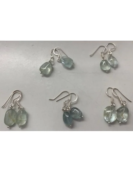 Béryl bleue boucles d'oreilles argent
