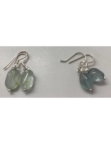 Béryl bleue boucles d'oreilles argent