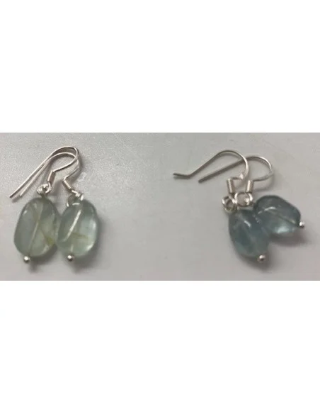 Béryl bleue boucles d'oreilles argent
