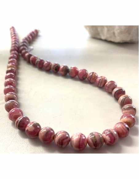 Collier rhodochrosite 8mm