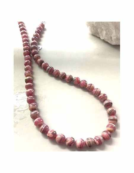 Collier rhodochrosite 8mm