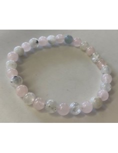 Pierre de Lune et quartz rose bracelet 6mm