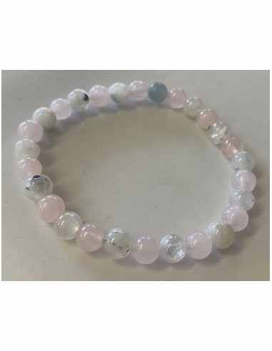 Pierre de Lune et quartz rose bracelet 6mm