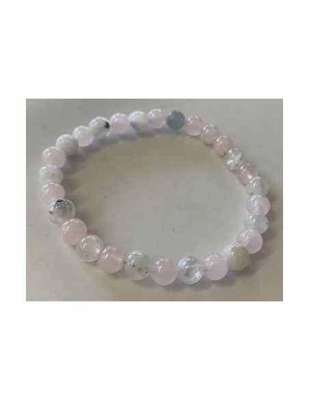 Pierre de Lune et quartz rose bracelet 6mm