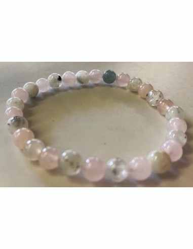Pierre de Lune et quartz rose bracelet 6mm