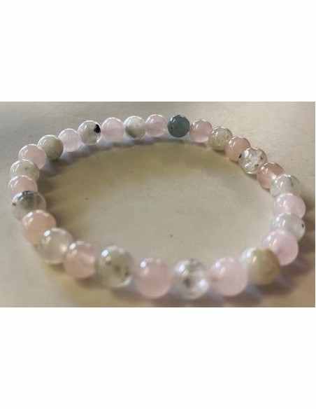 Pierre de Lune et quartz rose bracelet 6mm