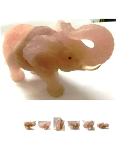 Éléphant en quartz rose 15cm