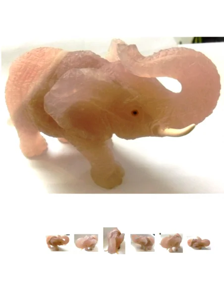 Éléphant en quartz rose 15cm